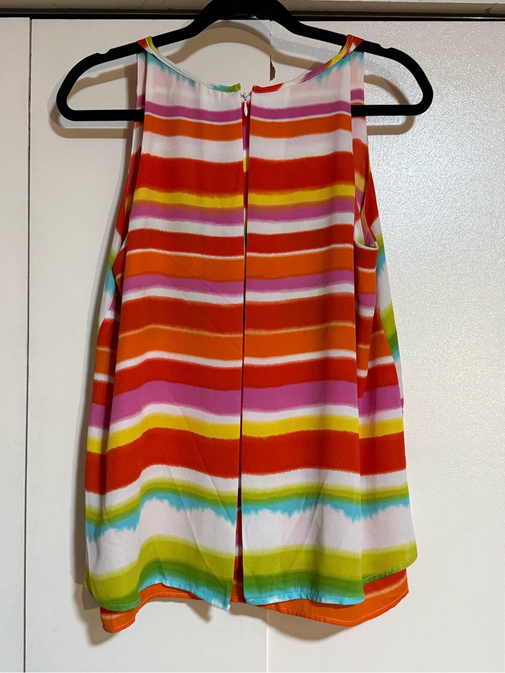 Rainbow Striped Sleeveless Tank Top | Flowy Summer Blouse | Medium - Picture 6 of 13
